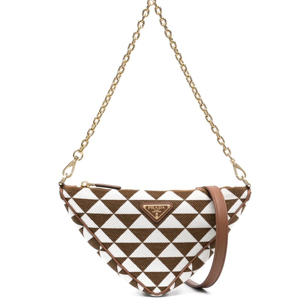 [SOLD] Prada Triangle Embroidered Jacquard Shoulder Bag